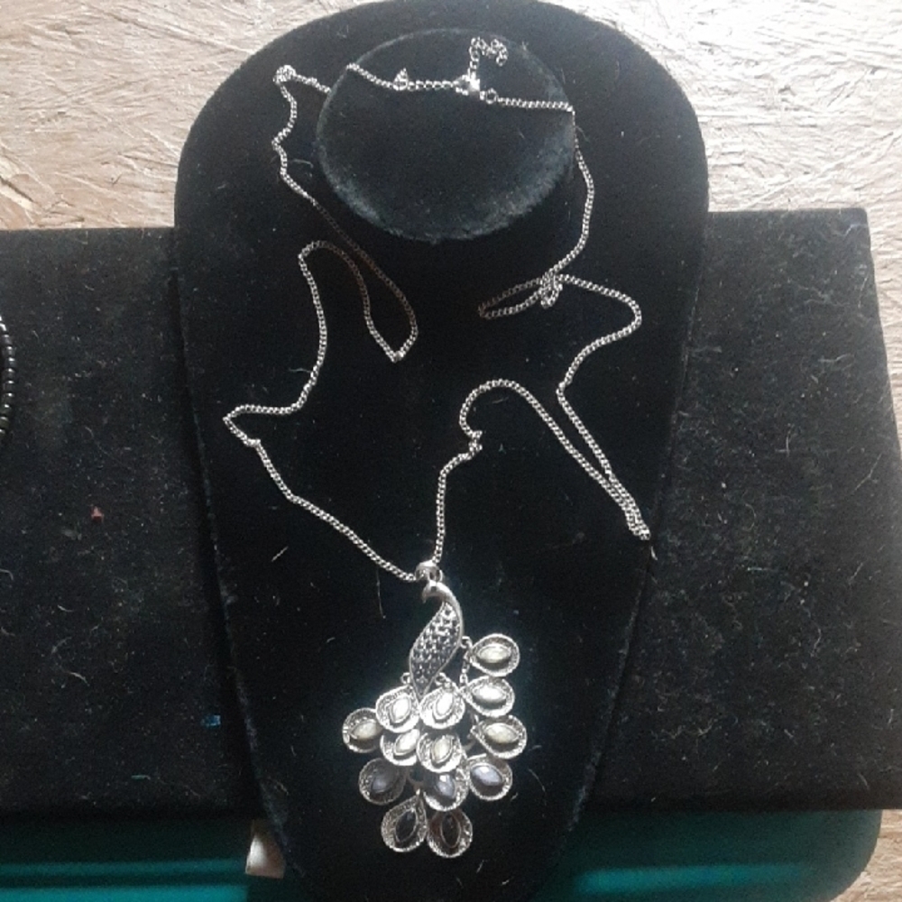 Elegant Silver Tone Pendant Necklace